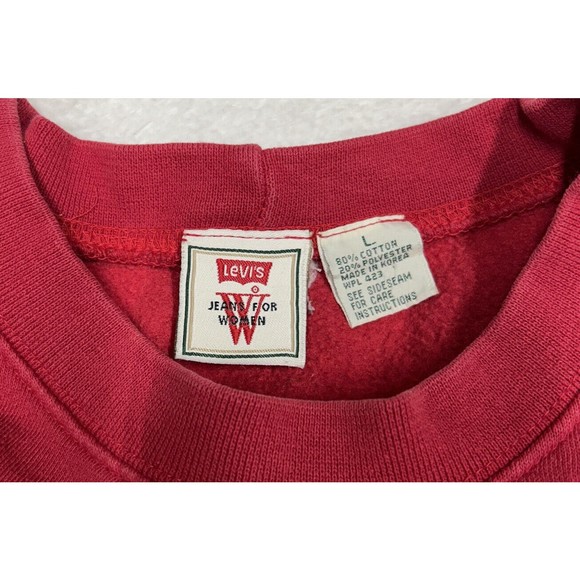 Vintage 90s LEVIS Jeans Womens Size Large Crewneck Sweater  Red Embroidered Logo - Picture 6 of 10